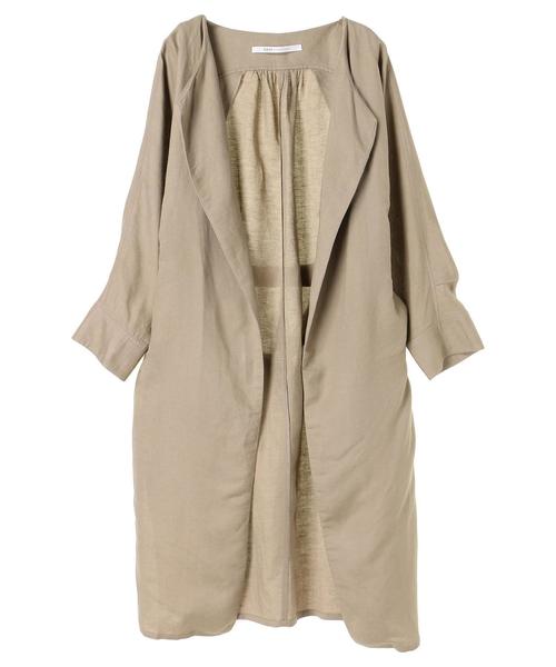 Editt by YECCA VECCA（エディットバイイェッカヴェッカ）の「P.麻混ガウンジャケット（ノーカラージャケット・レディース・アイボリー/ダークベージュ・FREE）」の20枚目の写真