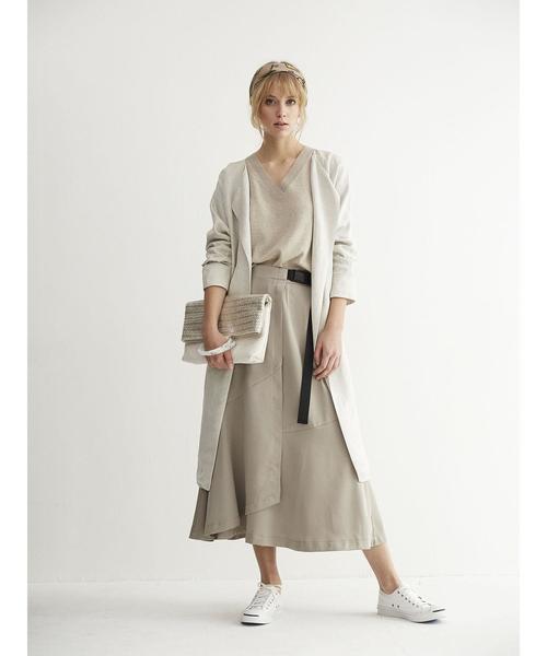 Editt by YECCA VECCA（エディットバイイェッカヴェッカ）の「P.麻混ガウンジャケット（ノーカラージャケット・レディース・アイボリー/ダークベージュ・FREE）」の11枚目の写真