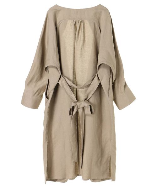 Editt by YECCA VECCA（エディットバイイェッカヴェッカ）の「P.麻混ガウンジャケット（ノーカラージャケット・レディース・アイボリー/ダークベージュ・FREE）」の3枚目の写真