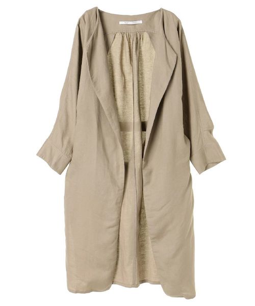 Editt by YECCA VECCA（エディットバイイェッカヴェッカ）の「P.麻混ガウンジャケット（ノーカラージャケット・レディース・アイボリー/ダークベージュ・FREE）」の4枚目の写真