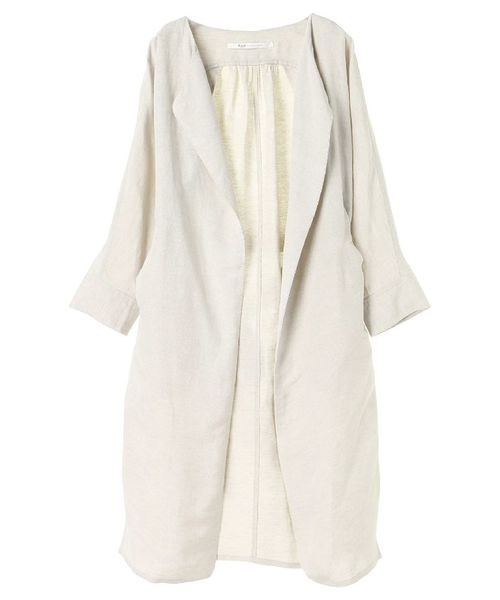 Editt by YECCA VECCA（エディットバイイェッカヴェッカ）の「P.麻混ガウンジャケット（ノーカラージャケット・レディース・アイボリー/ダークベージュ・FREE）」の10枚目の写真