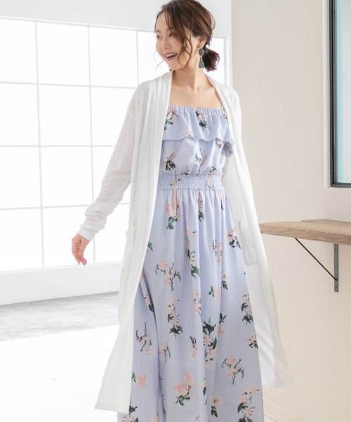 夢展望(ユメテンボウ)の「UVカット機能付きサイドスリットロング丈カーディガン(カーディガン/ボレロ・レディース・ピンク系その他/モカ/グレー/ネイビー/オフホワイト/ブラック/ベージュ・MEDIUM/LARGE)」の2枚目の写真