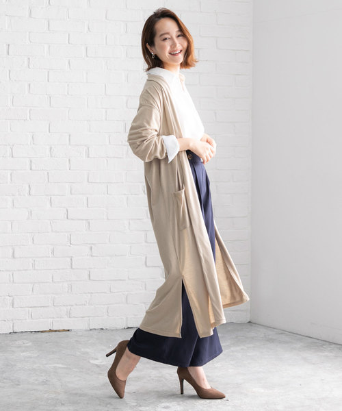 夢展望(ユメテンボウ)の「UVカット機能付きサイドスリットロング丈カーディガン(カーディガン/ボレロ・レディース・ピンク系その他/モカ/グレー/ネイビー/オフホワイト/ブラック/ベージュ・MEDIUM/LARGE)」の11枚目の写真