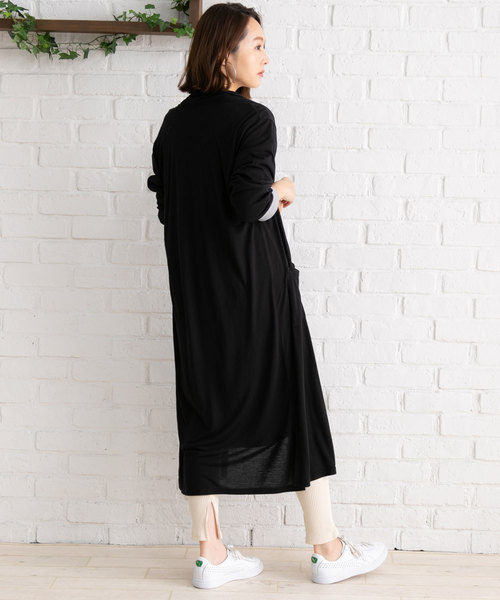 夢展望(ユメテンボウ)の「UVカット機能付きサイドスリットロング丈カーディガン(カーディガン/ボレロ・レディース・ピンク系その他/モカ/グレー/ネイビー/オフホワイト/ブラック/ベージュ・MEDIUM/LARGE)」の14枚目の写真