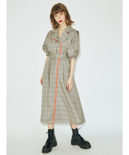 jouetie(ジュエティ)の「ハーフスリーブライダースワンピース(ワンピース・レディース・その他1/その他2/ベージュ/ブラック/オレンジ・MEDIUM)」の13枚目の写真