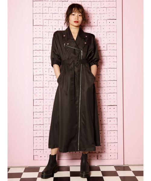 jouetie(ジュエティ)の「ハーフスリーブライダースワンピース(ワンピース・レディース・その他1/その他2/ベージュ/ブラック/オレンジ・MEDIUM)」の18枚目の写真