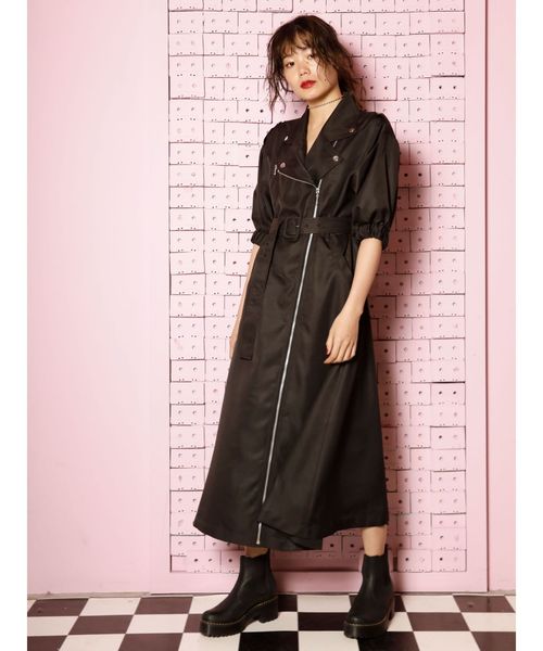 jouetie(ジュエティ)の「ハーフスリーブライダースワンピース(ワンピース・レディース・その他1/その他2/ベージュ/ブラック/オレンジ・MEDIUM)」の16枚目の写真