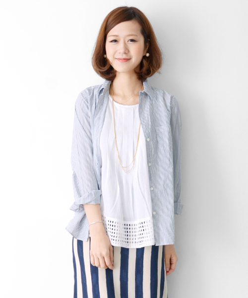 URBAN RESEARCH DOORS WOMENS（アーバンリサーチ ドアーズ ウィメンズ）の「DOORS　コットンシャツ（シャツ/ブラウス・レディース・ホワイト/ブラック系その他/ピンク系その他/ストライプ・ONE SIZE）」の10枚目の写真