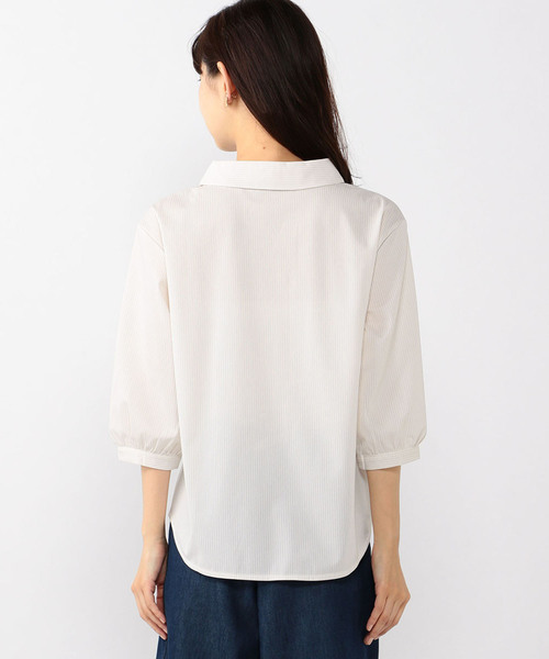 Petit Honfleur(プチオンフルール)の「【COOLER TOUCHシリーズ】スキッパーシャツ(シャツ/ブラウス・レディース・ブルー/ネイビー/ベージュ・M size/L size)」の8枚目の写真