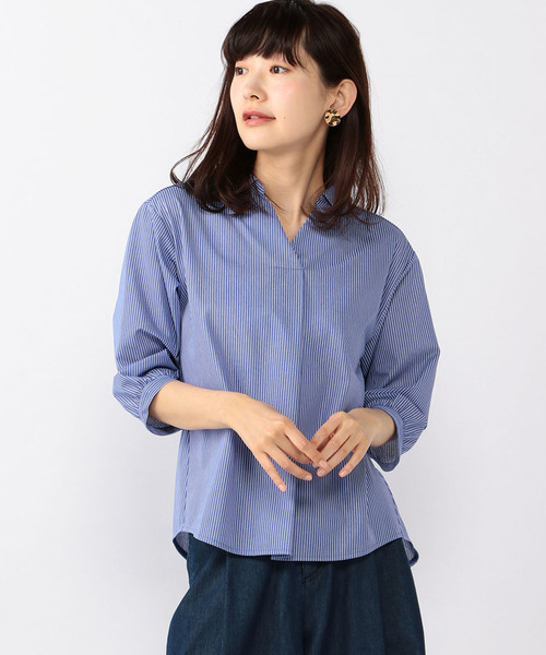 Petit Honfleur(プチオンフルール)の「【COOLER TOUCHシリーズ】スキッパーシャツ(シャツ/ブラウス・レディース・ブルー/ネイビー/ベージュ・M size/L size)」の13枚目の写真