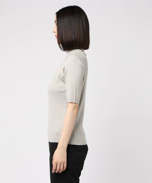 three dots(スリードッツ)の「モイストリブ ハーフスリーブ プルオーバー(Tシャツ/カットソー・レディース・ダークブラウン/レッド/ストーン・S/M)」の4枚目の写真