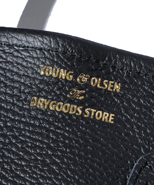 YOUNG&OLSEN/ヤングアンドオルセンEMBOSSEDLEATHERTOTEMレザートートバッグ/エンボスレザートートスクエア