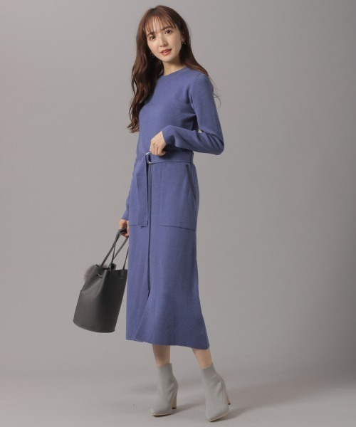 パイピングａラインニットワンピース ワンピース Andemiu アンデミュウ のファッション 骨格診断ストレート ワンピース ワンピース セール