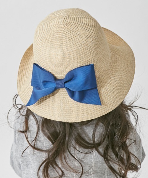 milsa(ミルサ)の「【ミルサ】MK Washable Bd Ribbon Cape/洗えるUVカットハット サイズ展開(ハット・キッズ・ライトグリーン/ピンク/イエロー/パープル/ブラウン/ベージュ/ネイビー/ピンク系/オフホワイト・54cm/52cm)」の5枚目の写真