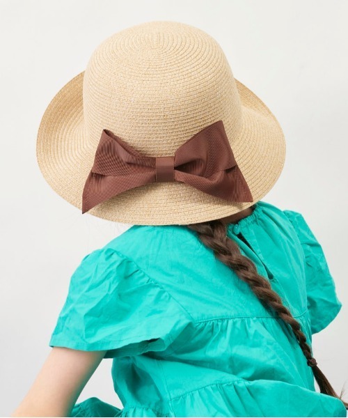 milsa(ミルサ)の「【ミルサ】MK Washable Bd Ribbon Cape/洗えるUVカットハット サイズ展開(ハット・キッズ・ライトグリーン/ピンク/イエロー/パープル/ブラウン/ベージュ/ネイビー/ピンク系/オフホワイト・54cm/52cm)」の3枚目の写真