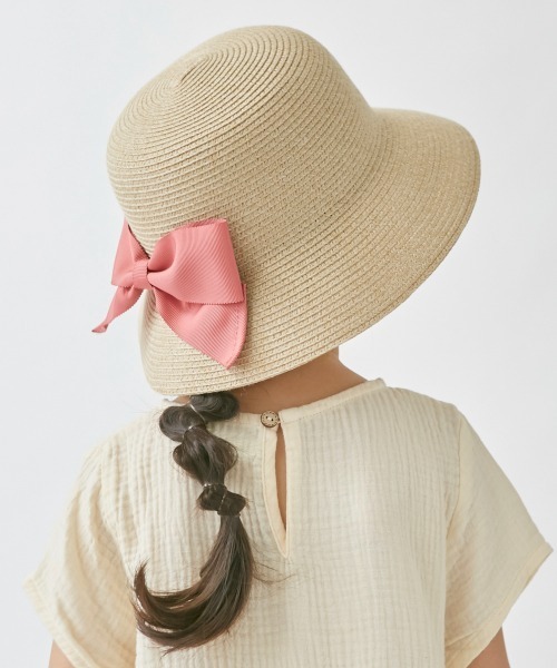 milsa(ミルサ)の「【ミルサ】MK Washable Bd Ribbon Cape/洗えるUVカットハット サイズ展開(ハット・キッズ・ライトグリーン/ピンク/イエロー/パープル/ブラウン/ベージュ/ネイビー/ピンク系/オフホワイト・54cm/52cm)」の8枚目の写真