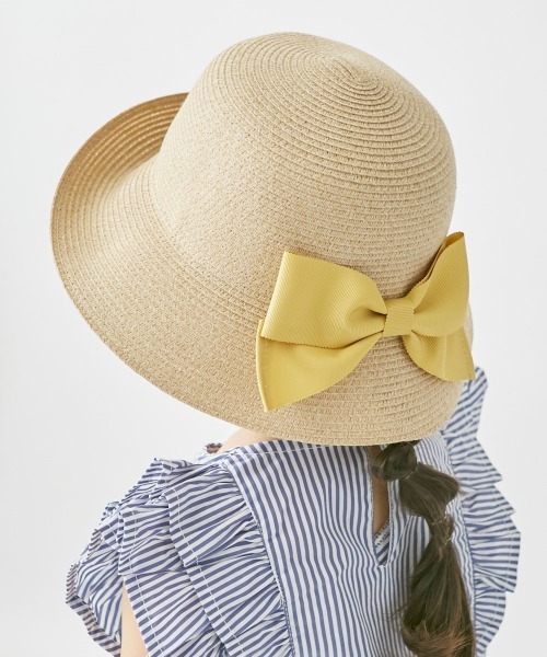 milsa(ミルサ)の「【ミルサ】MK Washable Bd Ribbon Cape/洗えるUVカットハット サイズ展開(ハット・キッズ・ライトグリーン/ピンク/イエロー/パープル/ブラウン/ベージュ/ネイビー/ピンク系/オフホワイト・54cm/52cm)」の7枚目の写真