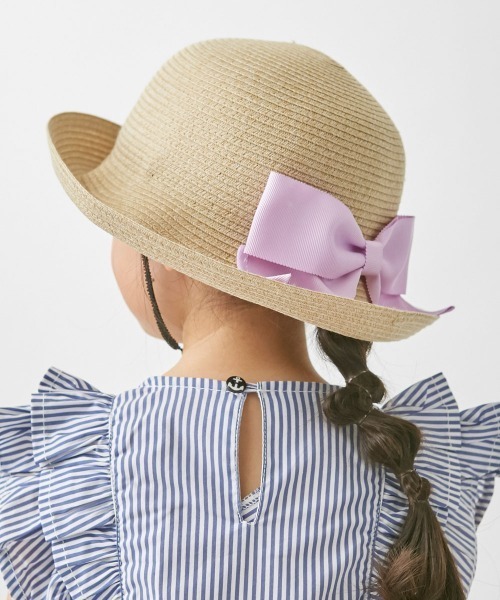 milsa(ミルサ)の「【ミルサ】MK Washable Bd Ribbon Cape/洗えるUVカットハット サイズ展開(ハット・キッズ・ライトグリーン/ピンク/イエロー/パープル/ブラウン/ベージュ/ネイビー/ピンク系/オフホワイト・54cm/52cm)」の15枚目の写真