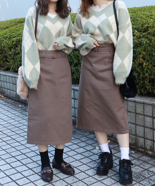 PairPair(ペアペア)の「アーガイルVネックニット(ニット/セーター・レディース・その他/モカ/ライトグリーン・FREE)」の19枚目の写真