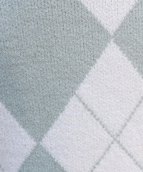 PairPair(ペアペア)の「アーガイルVネックニット(ニット/セーター・レディース・その他/モカ/ライトグリーン・FREE)」の4枚目の写真