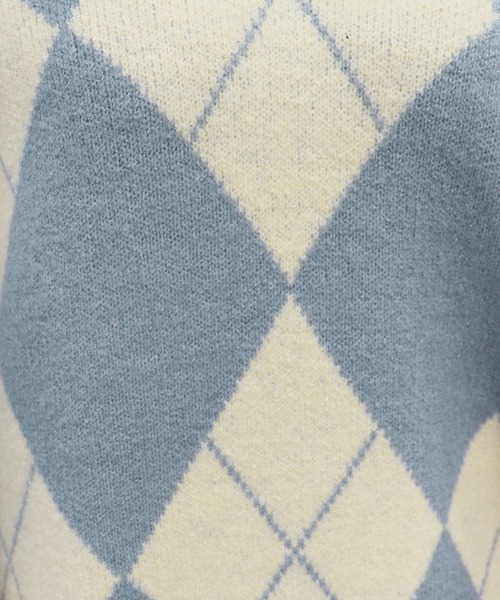 PairPair(ペアペア)の「アーガイルVネックニット(ニット/セーター・レディース・その他/モカ/ライトグリーン・FREE)」の5枚目の写真