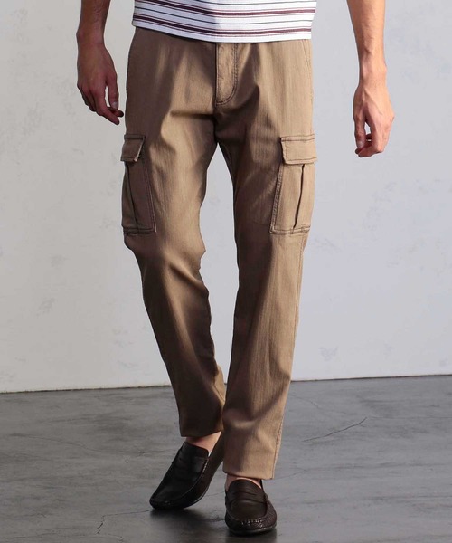 MEN'S BIGI(メンズビギ)の「ハイパワーストレッチ ヘリンボーンカーゴパンツ(カーゴパンツ・メンズ・ベージュ/カーキ・04/02/03/01)」の2枚目の写真