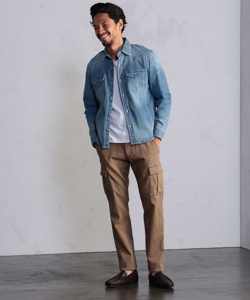 MEN'S BIGI(メンズビギ)の「ハイパワーストレッチ ヘリンボーンカーゴパンツ(カーゴパンツ・メンズ・ベージュ/カーキ・04/02/03/01)」の3枚目の写真