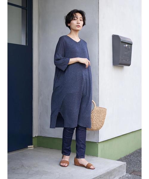 AMERICAN HOLIC（アメリカンホリック）の「Vネックサイドスリットニットチュニック　＊●（ニット/セーター・レディース・アイボリー/ベージュ系その他2/グレー系その他/ネイビー・FREE）」の6枚目の写真