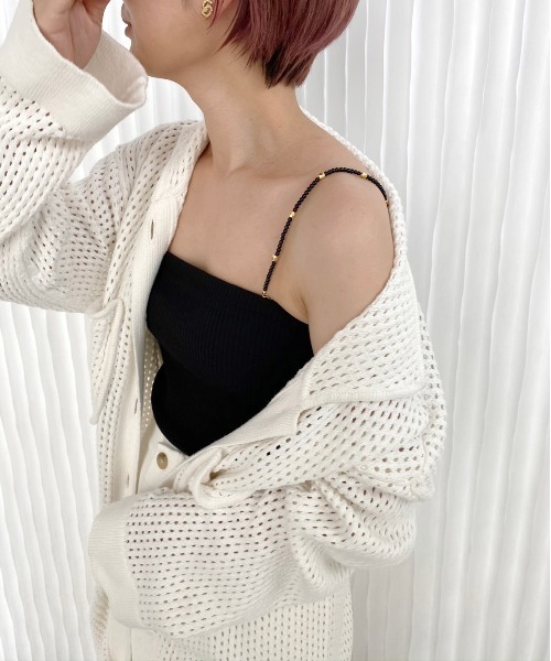 Ameri（アメリ）の「MEDI BEADS STRAP CAMISOLE（キャミソール・レディース・ライトブルー/ブラック/イエロー・SMALL/MEDIUM）」の2枚目の写真