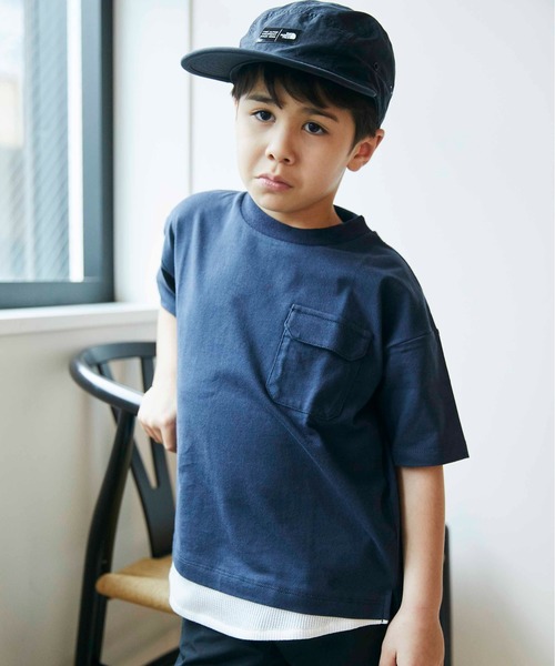 ＆yam（アンドヤム）の「裾ワッフルレイヤードT（Tシャツ/カットソー・キッズ・チャコールグレー/ベージュ/オリーブ・110/90/120/140/100/150/130）」の9枚目の写真