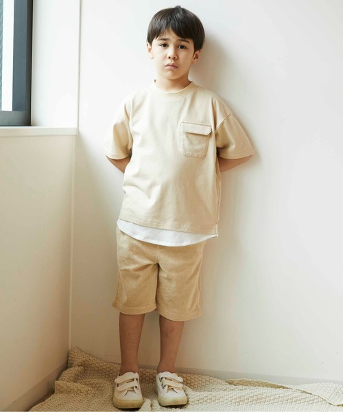 ＆yam（アンドヤム）の「裾ワッフルレイヤードT（Tシャツ/カットソー・キッズ・チャコールグレー/ベージュ/オリーブ・110/90/120/140/100/150/130）」の19枚目の写真