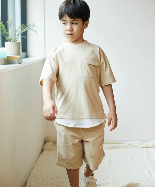 ＆yam（アンドヤム）の「裾ワッフルレイヤードT（Tシャツ/カットソー・キッズ・チャコールグレー/ベージュ/オリーブ・110/90/120/140/100/150/130）」の20枚目の写真