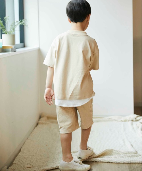 ＆yam（アンドヤム）の「裾ワッフルレイヤードT（Tシャツ/カットソー・キッズ・チャコールグレー/ベージュ/オリーブ・110/90/120/140/100/150/130）」の22枚目の写真