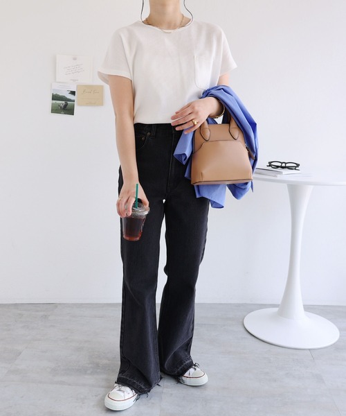 andme(アンドミー)の「コットンワッフル半袖ポケット付きドルマンTシャツ(Tシャツ/カットソー・レディース・チャコールグレー/アイボリー/グレー系その他/ブラック/ベージュ/ブルー/グリーン・M)」の16枚目の写真