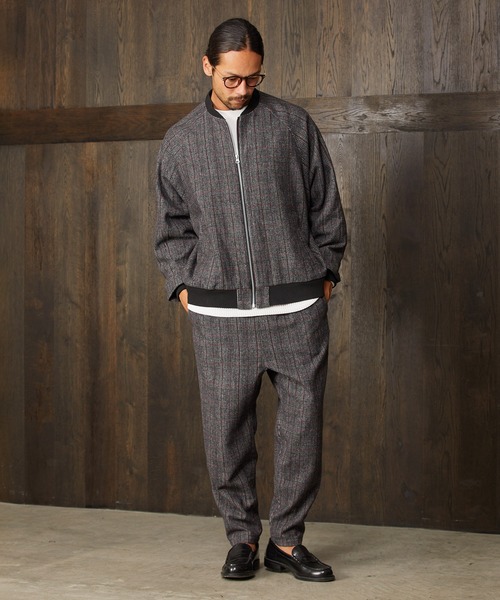 CAMBIO(カンビオ)の「mj7447-Check Loose Rib Blouson ブルゾン(ブルゾン・メンズ・ベージュ/チャコール・S/M/L)」の7枚目の写真