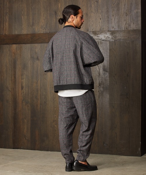 CAMBIO(カンビオ)の「mj7447-Check Loose Rib Blouson ブルゾン(ブルゾン・メンズ・ベージュ/チャコール・S/M/L)」の8枚目の写真