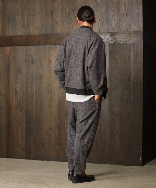 CAMBIO(カンビオ)の「mj7447-Check Loose Rib Blouson ブルゾン(ブルゾン・メンズ・ベージュ/チャコール・S/M/L)」の9枚目の写真