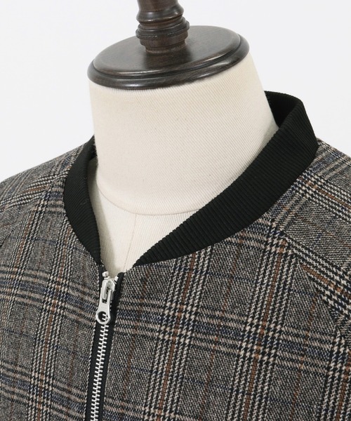 CAMBIO(カンビオ)の「mj7447-Check Loose Rib Blouson ブルゾン(ブルゾン・メンズ・ベージュ/チャコール・S/M/L)」の16枚目の写真
