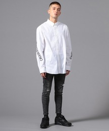 新品★カルバンクライン★総織り柄 ボタンダウンシャツ★ブルー系 バッファローチェック 長袖シャツ XL★CALVIN KLEIN★002 ワイシャツ 総柄 ブルー ジャカード LOUIS \u0026 CLERK | STYLE WORKS