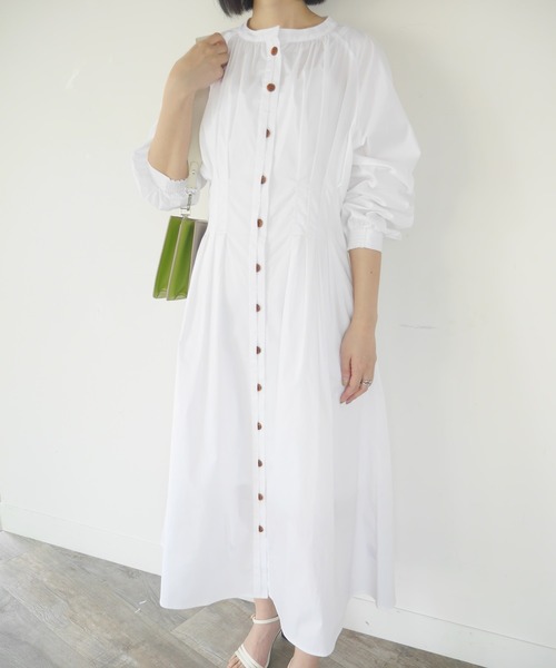 LADYMADE（レディメイド）の「レイヤーフロントウエストタックシャツワンピース（シャツワンピース・レディース・ベージュ/カーキ/オフホワイト・FREE）」の7枚目の写真