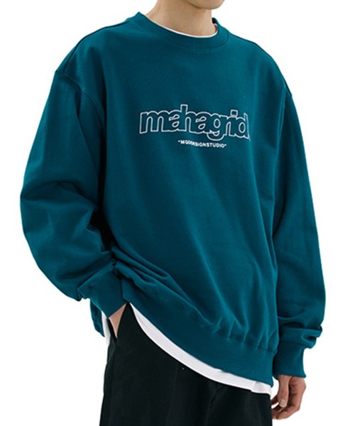 MAHAGRID（マハグリッド）の「『mahagrid/マハグリッド』THIRD LOGO CREWNECK/サードロゴクルーネック スウェットシャツ トレーナー（スウェット・レディース・ブラック/ネイビー/グレー/グリーン/ブルー/アイボリー/チャコールグレー/ライトグリーン/パープル/レッド・S/M/L/XL）」の5枚目の写真