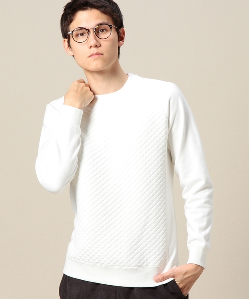 BEAUTY&YOUTH UNITED ARROWS(ビューティーアンドユースユナイテッドアローズ)の「BY キルティング コンビ スウェット クルーネック ◆(スウェット・メンズ・ホワイト/ブラック・X-LARGE/LARGE/SMALL/MEDIUM)」の1枚目の写真