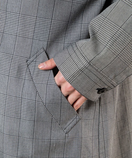 WEGO(ウィゴー)の「WEGO/【セットアップ対応商品】クラシックチェックステンカラーコート(ステンカラーコート・メンズ・グレー系その他・LARGE/MEDIUM)」の15枚目の写真