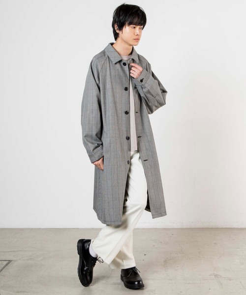 WEGO(ウィゴー)の「WEGO/【セットアップ対応商品】クラシックチェックステンカラーコート(ステンカラーコート・メンズ・グレー系その他・LARGE/MEDIUM)」の16枚目の写真