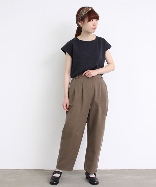 aimer le mieux（エメルミュー）の「aimer　綿テンセルタックストレートパンツ（その他パンツ・レディース・カーキ/オフホワイト/ネイビー・FREE）」の12枚目の写真