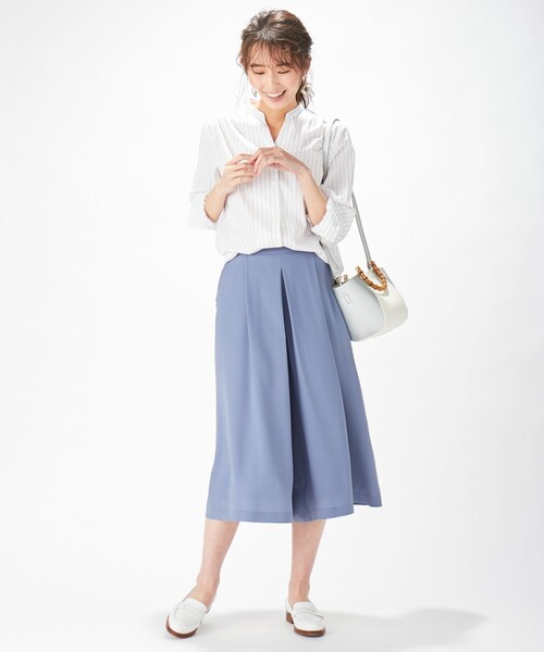 J.PRESS Ladies（J.プレス レディス）の「【洗える】SOMELOS ANGEL スタンドカラー ブラウス（シャツ/ブラウス・レディース・ベージュ系1/サックスブルー系1/ホワイト系1・XS）」の4枚目の写真