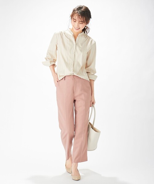 J.PRESS Ladies（J.プレス レディス）の「【洗える】SOMELOS ANGEL スタンドカラー ブラウス（シャツ/ブラウス・レディース・ベージュ系1/サックスブルー系1/ホワイト系1・XS）」の5枚目の写真