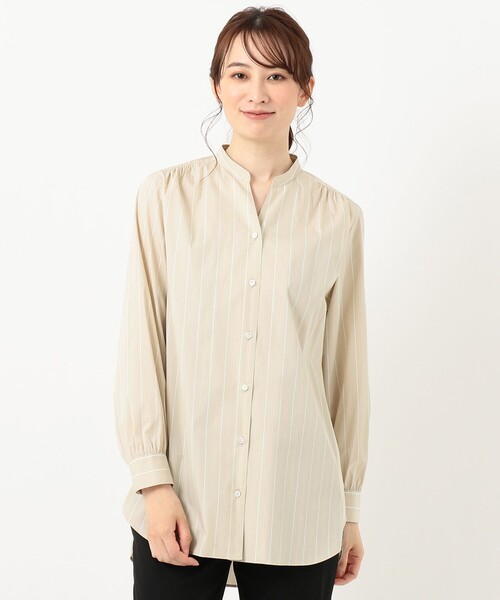 J.PRESS Ladies（J.プレス レディス）の「【洗える】SOMELOS ANGEL スタンドカラー ブラウス（シャツ/ブラウス・レディース・ベージュ系1/サックスブルー系1/ホワイト系1・XS）」の8枚目の写真