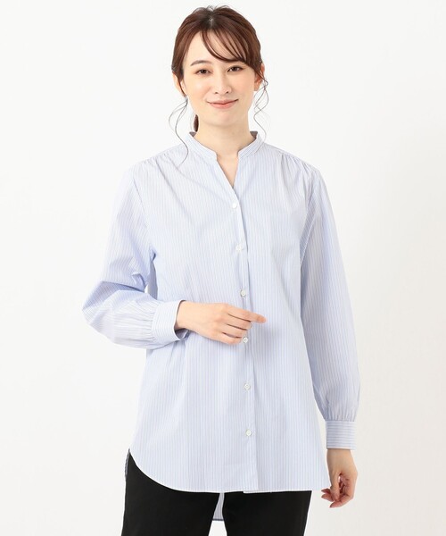 J.PRESS Ladies（J.プレス レディス）の「【洗える】SOMELOS ANGEL スタンドカラー ブラウス（シャツ/ブラウス・レディース・ベージュ系1/サックスブルー系1/ホワイト系1・XS）」の9枚目の写真