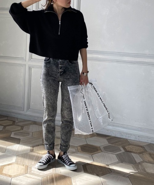 bohmal（ボマール）の「ネックジップ付きニット（ニット/セーター・レディース・ブラック/ホワイト/モカ・FREE）」の15枚目の写真